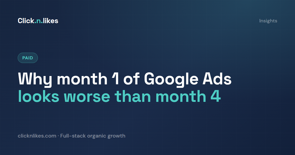Why does my first month of Google Ads look worse than month 4?