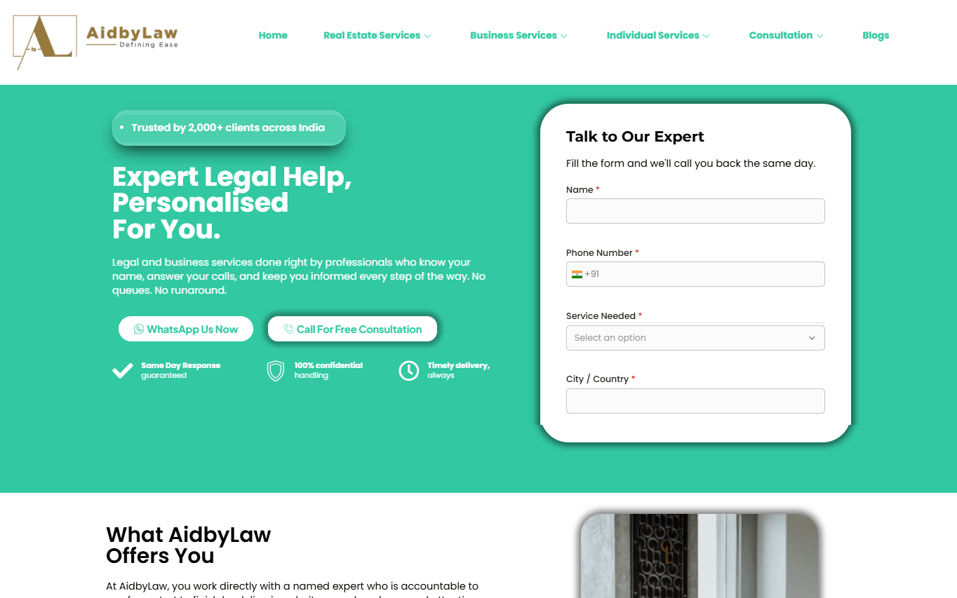 AidByLaw website after the rebuild