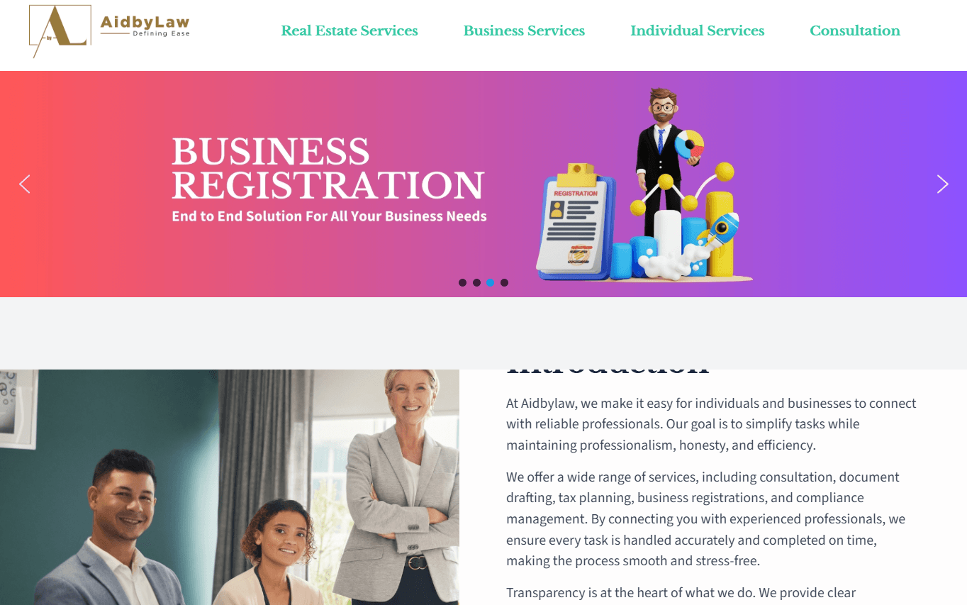 AidByLaw website before the rebuild